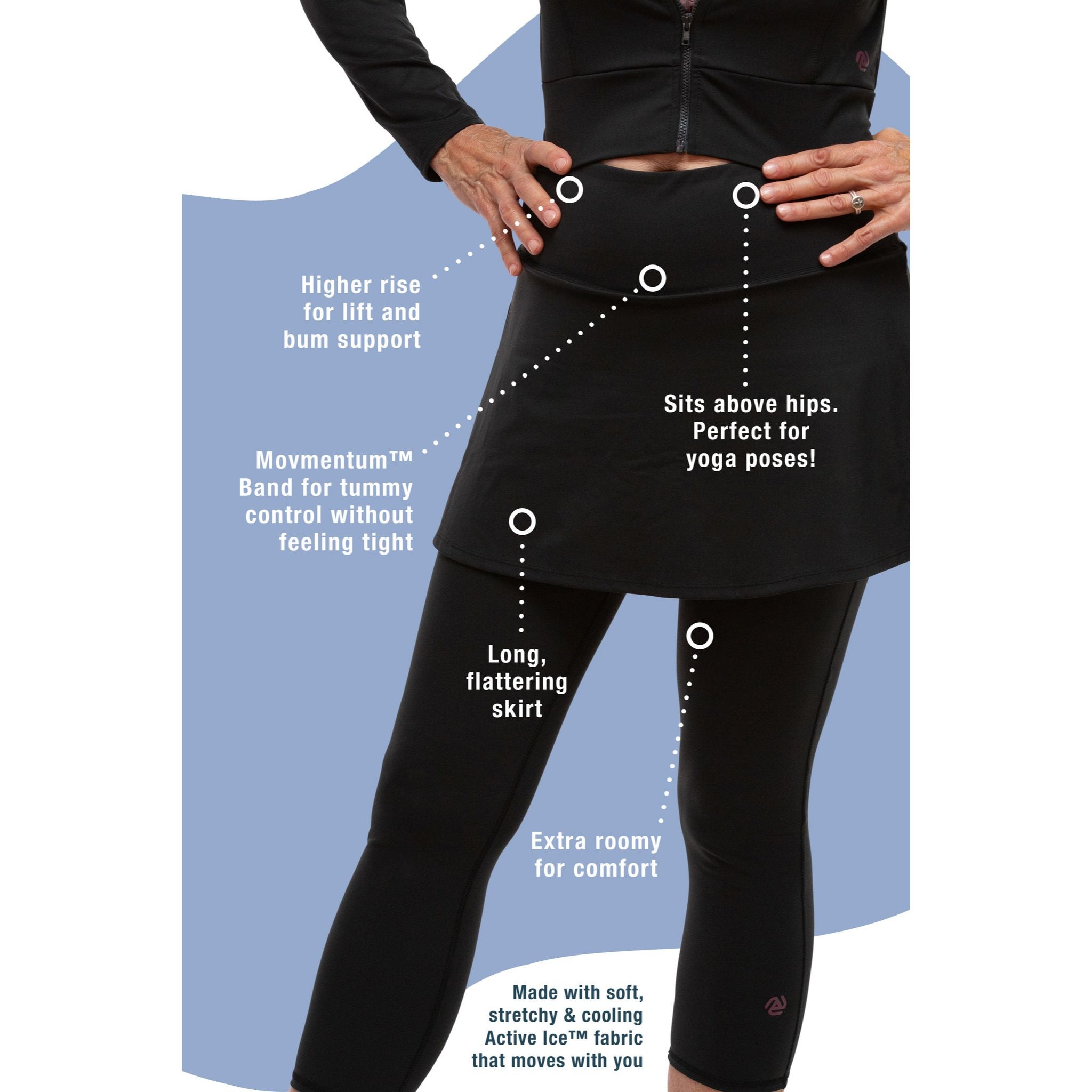 Complete Coverage A-Line Skirted Leggings W/Pockets